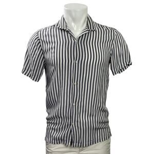 Denim & Flower Ricky Singh Men's Gray Striped Short Sleeve Button Down Shirt S